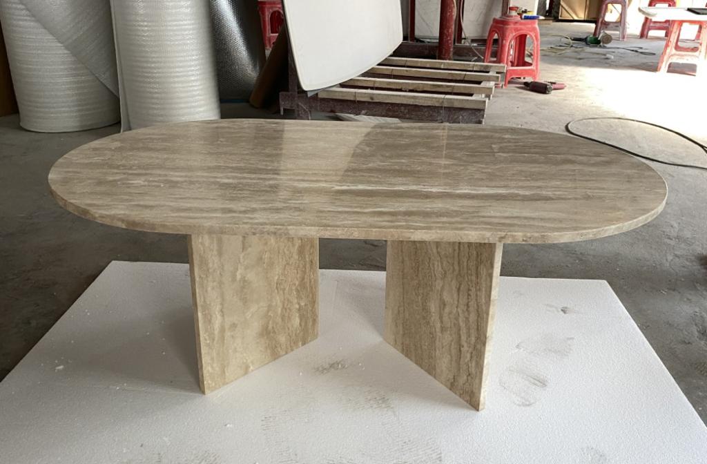 Roman Long oval Travertine Table