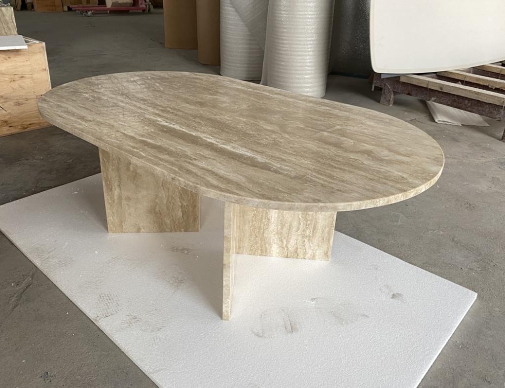 Roman Long oval Travertine Table