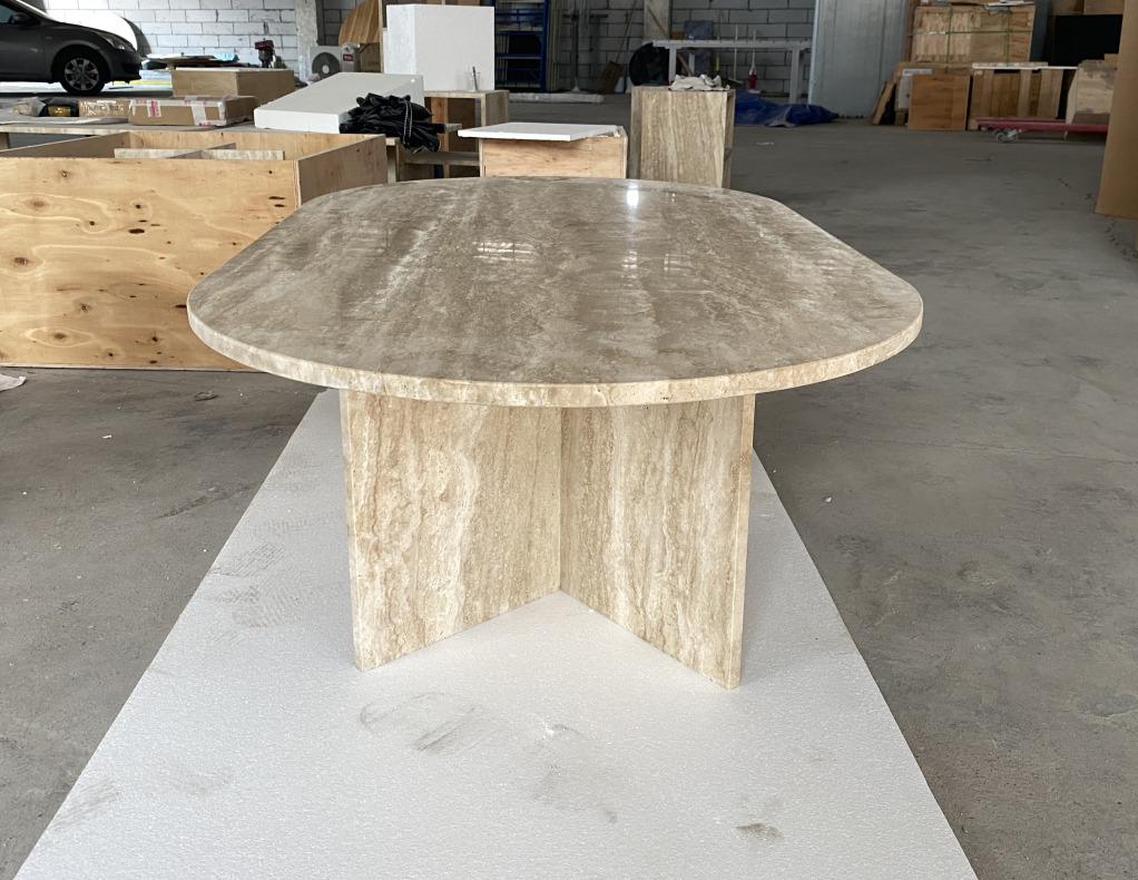 Roman Long oval Travertine Table