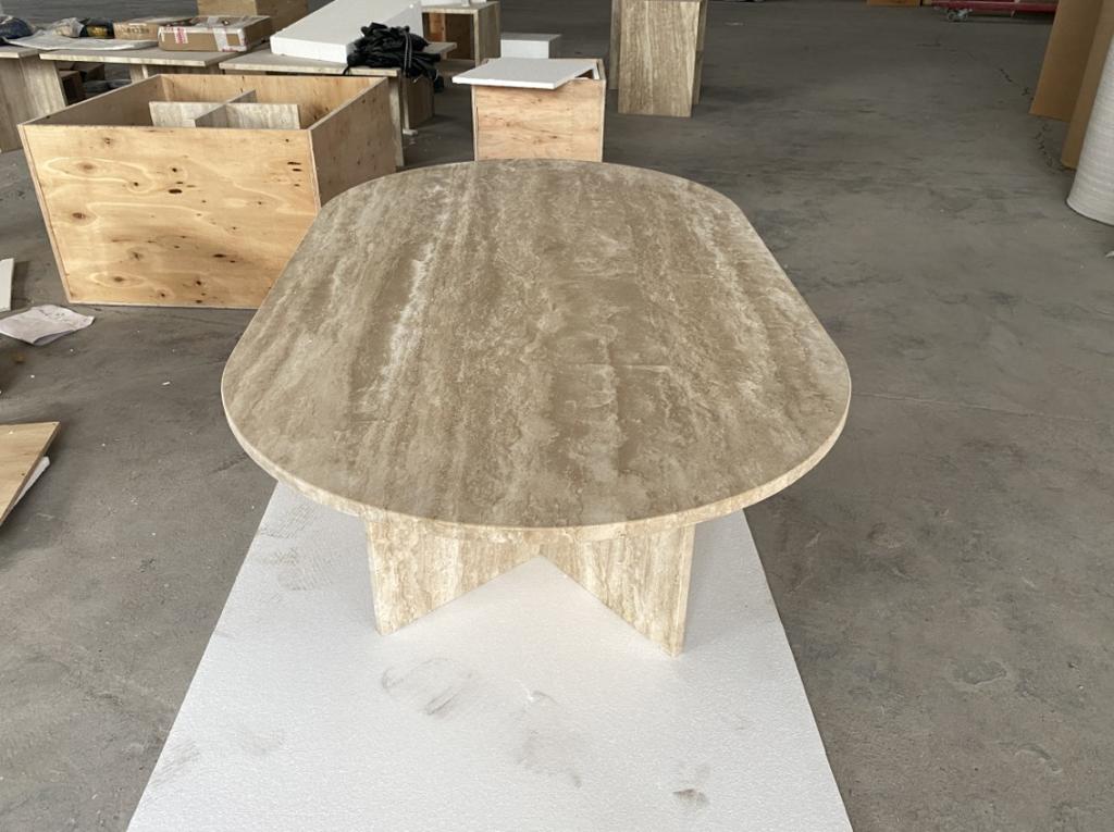 Roman Long oval Travertine Table