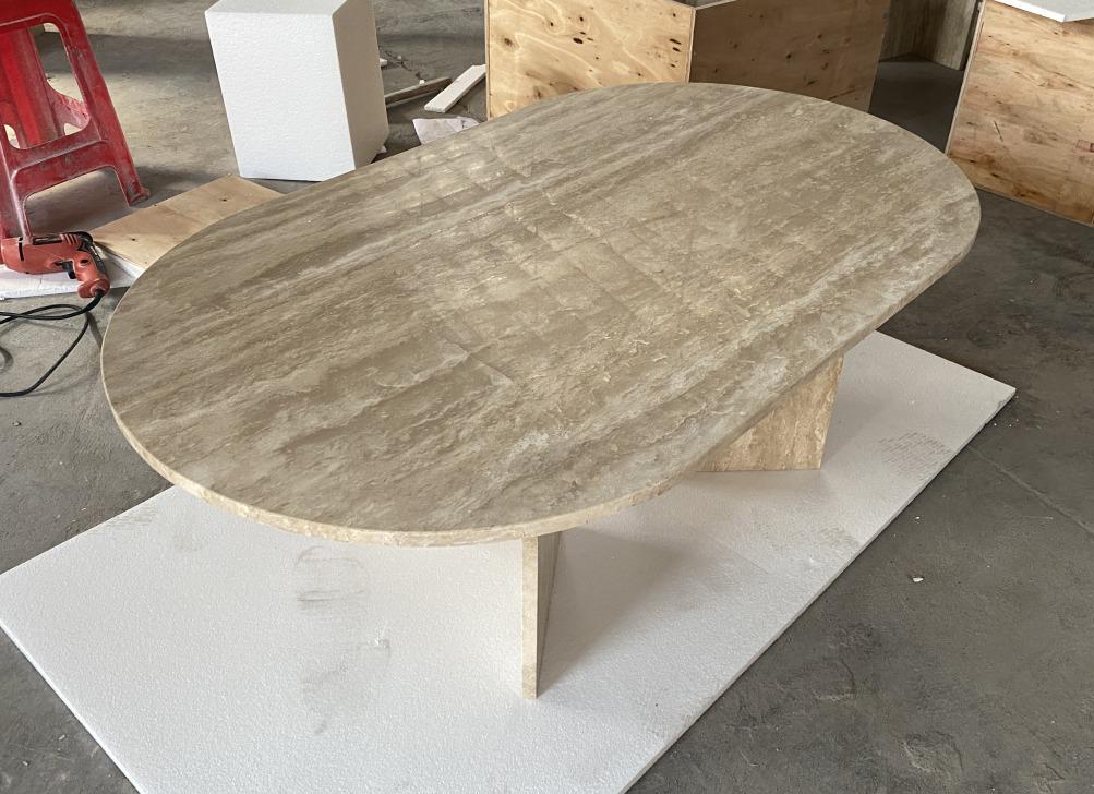 Roman Long oval Travertine Table