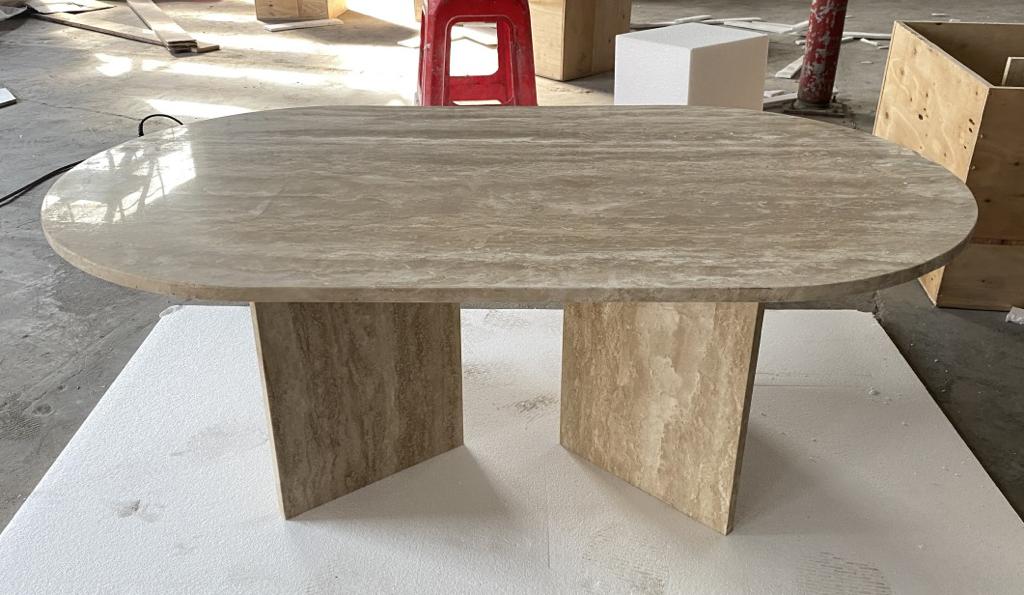 Roman Long oval Travertine Table